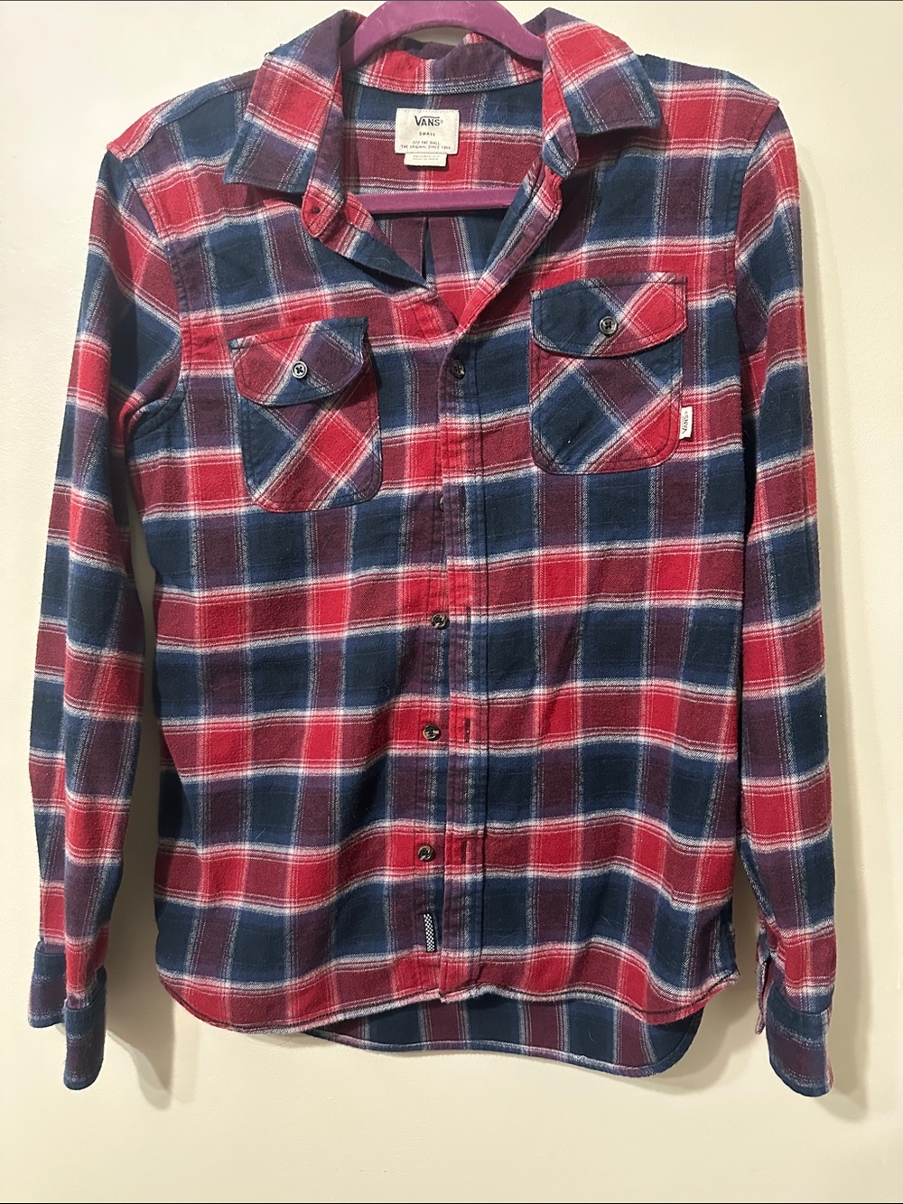 Vans Red & Navy Plaid Button-Up Shirt